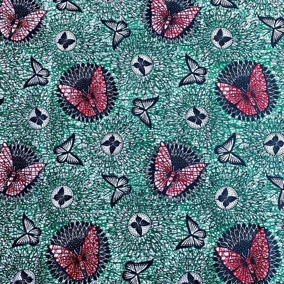 Vintage Fabric Real African Print Butterfly Butterflies Clothes Crafts 44" Wide - Picture 4 of 5